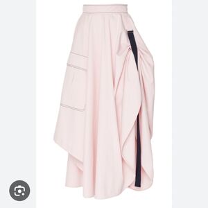 SportMax Pleated Accents Midi Length Pink Skirt